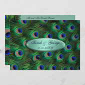 elegant turquoise peace peace ock bruiloft kaart (Voorkant / Achterkant)