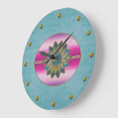 Elegant Turquoise & Pink Art Deco Wall Clock Grote Klok (Hoek)