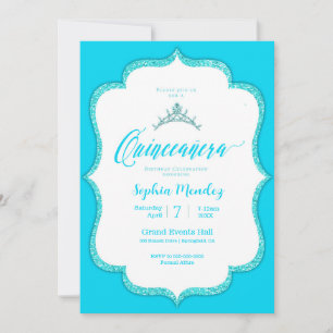Elegant Turquoise Quinceanera Uitnodiging