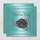 ÉLÉGANT TURQUOISE ROSEBUD ANNIVERSAIRE INVITATION (Devant / Derrière)