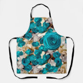 Elegant turquoise rozen op beige abstract schort (Voorkant)