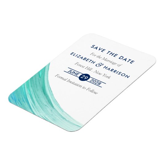 Elegant Turquoise snijdt strand sparen de Datum Magneet (Linkerzijde)