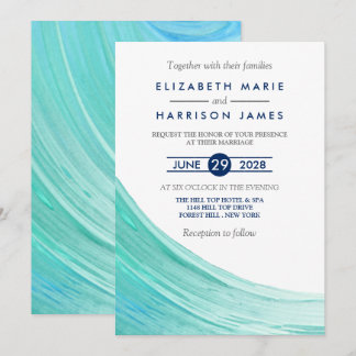 Elegant Turquoise Tides Beach bruiloft uitnodiging