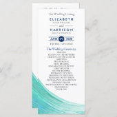 Elégant Turquoise Tides Beach Wedding Programme (Devant / Derrière)