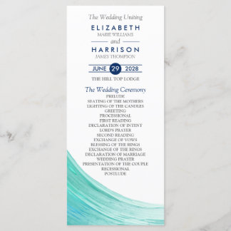 Elegant Turquoise Tides Beach Wedding Programme Programma