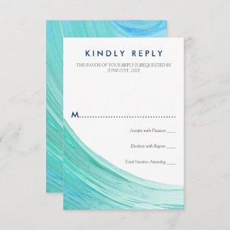 Elegant Turquoise Tides Beach Wedding RSVP Kaartje
