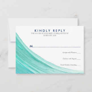 Elegant Turquoise Tides Beach Wedding RSVP Kaartje