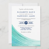 Elégant Turquoise Tides Plage Mariage Invitation (Devant)
