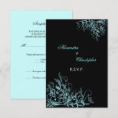 Elégant Turquoise tourbillons mariage RSVP (Devant / Derrière)