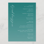 Elegant Turquoise Trouwceremonieprogramma Programma (Achterkant)