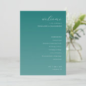 Elegant Turquoise Trouwceremonieprogramma Programma (Staand voorkant)