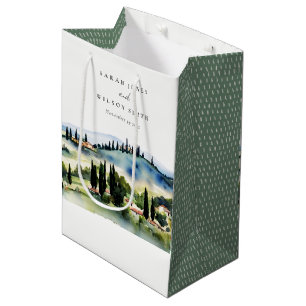 Elegant Tuscany Italië Waterverf Landschap Weddens Medium Cadeauzakje