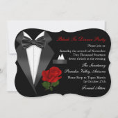 Elegant Tux & Roos Black Stropdas Dinner Party nod Kaart (Voorkant)