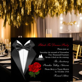 Elegant Tux & Roos Black Stropdas Dinner Party nod Kaart