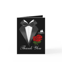 Elégant Tux & Rose Black Cravate Party Carte de re