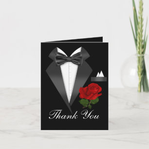 Elégant Tux & Rose Black Cravate Party Carte de re