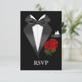 Elégant Tux & Rose Black Cravate Party RSVP (Debout devant)
