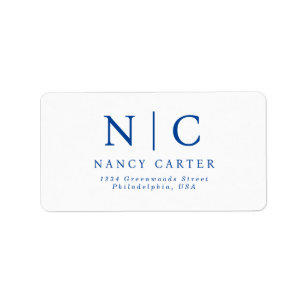 Elegant Twee Monogram Marine Blauw Retouradres Etiket