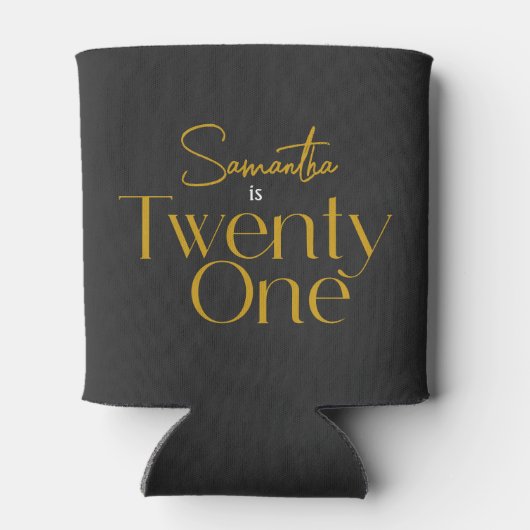 Elegant Twenty One 21ste verjaardag zwart goud Blikjeskoeler (Achterkant)