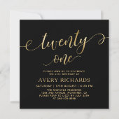 Elegant Twenty One Gold Script Zwart 21e verjaarda Kaart (Voorkant)