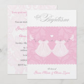 Elegant Twin Baby Girl Baptism Uitnodiging (Voorkant / Achterkant)