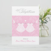 Elegant Twin Baby Girl Baptism Uitnodiging (Staand voorkant)