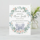 Elegant Twin Baby Shower Invitation – Watercolor (Debout devant)