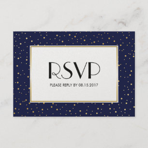 Elégant Twinkle Stars Midnight Blue Sky Gold RSVP