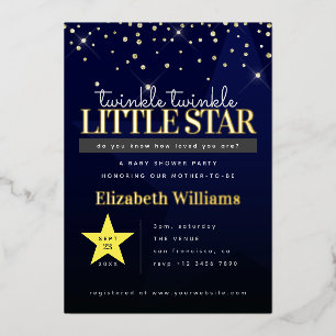 Elegant Twinkle Twinkle Little Star Baby shower Folie Uitnodiging