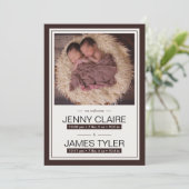 Elégant Twins Baby Faire-part de naissance (Debout devant)