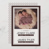 Elégant Twins Baby Faire-part de naissance (Devant / Derrière)