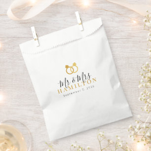 Elegant Two Gold Rings Mr. en Mrs Wedding Bedankzakje