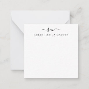 Elegant Two Monogram Initiaal Girly Script Swash Notitiekaartje