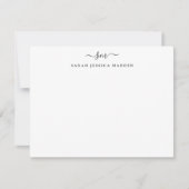 Elegant Two Monogram Initiaal Girly Script Swash Notitiekaartje (Voorkant)