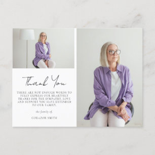 Elegant Two Photo Sympathie Funeral Bedankt Briefkaart