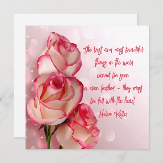 Elegant Two Tone Rozen Quote Flat Card (Voorkant / Achterkant)
