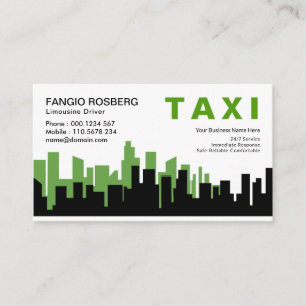 Elegant Two Toned City Skyline Silhouette Taxi Visitekaartje