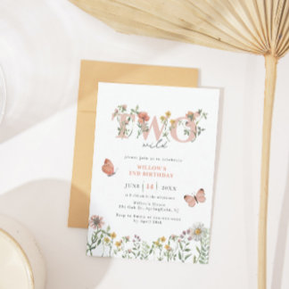 Elegant Two Wilde Wilde Bloem 2e verjaardag Kaart