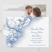 Elegant Tybee Island Georgia Kaart Bruiloft (Voorkant / Achterkant)