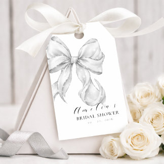 Elegant, tying the knot bridal shower white bow. cadeaulabel