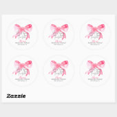 Elegant Tying the Knot Pink Bow Bachelorette Party Ronde Sticker (Vel)