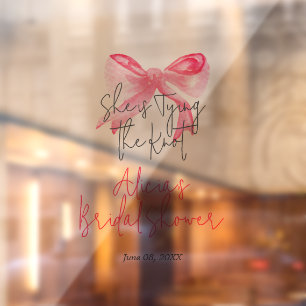 Elegant Tying the Knot Pink Bow-Vrijgezellenfeest Raamsticker