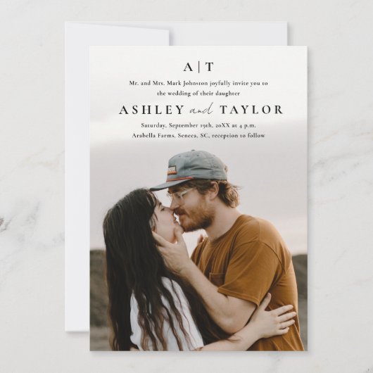 Élégant Type Faire-part de mariage photo Monogram (Devant)