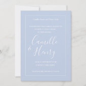 Elegant type pastel blauw wit moderne bruiloft kaart (Voorkant)