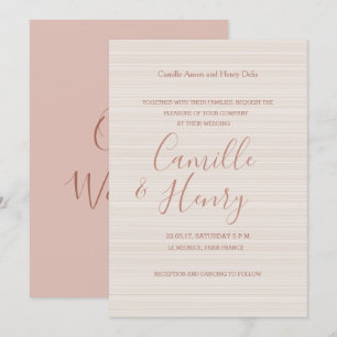 Elegant type roos gouden zachte strepen modern huw kaart