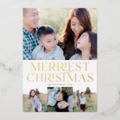 Élégant Type Vacances Multiphoto Real Foil Card (Recto)