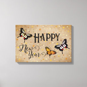 Elegant Typografie Butterfly Stars Rustisch Nieuwj Canvas Afdruk
