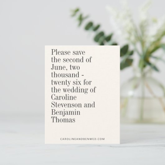 Elegant Typografie eigentijdelijk sparen de Datum Briefkaart (Staand voorkant)