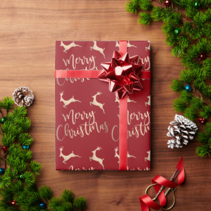Elegant typografie goud Merry Kerstreder Cadeaupapier