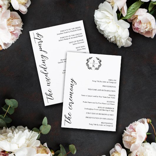 Elegant Typografie Laurel Wreath Monogram Wedding